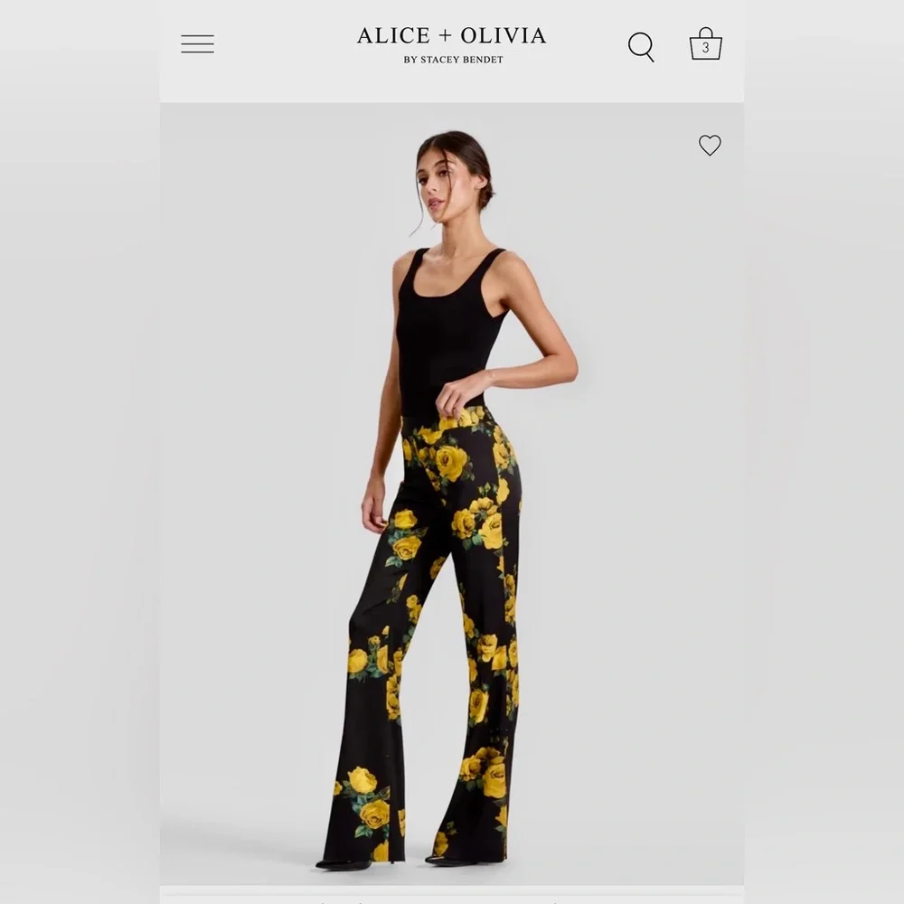 Alice + Olivia Black and Yellow Floral Pants - Picture 8 of 8